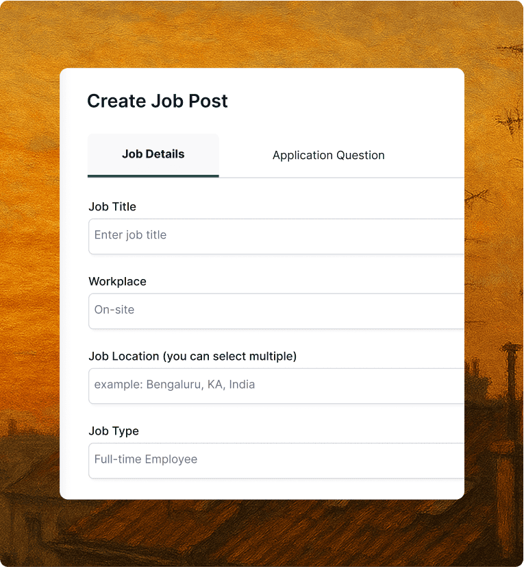 Job creation interface in JusRecruit platform