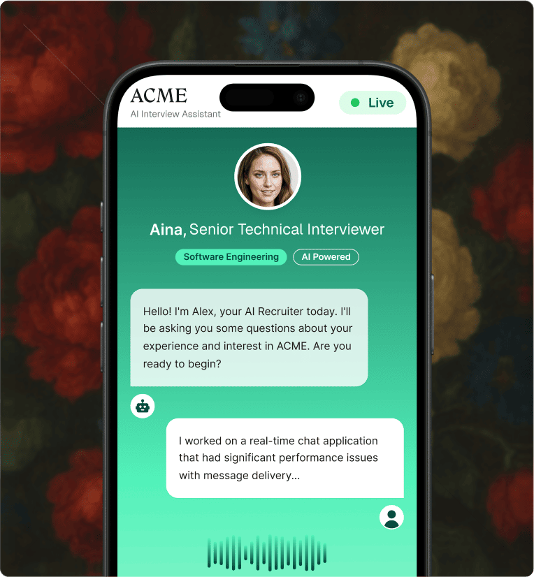 AI candidate screening interface showing assessment results
